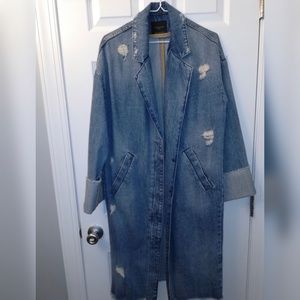 Zara long denim coat. Women’s size medium.